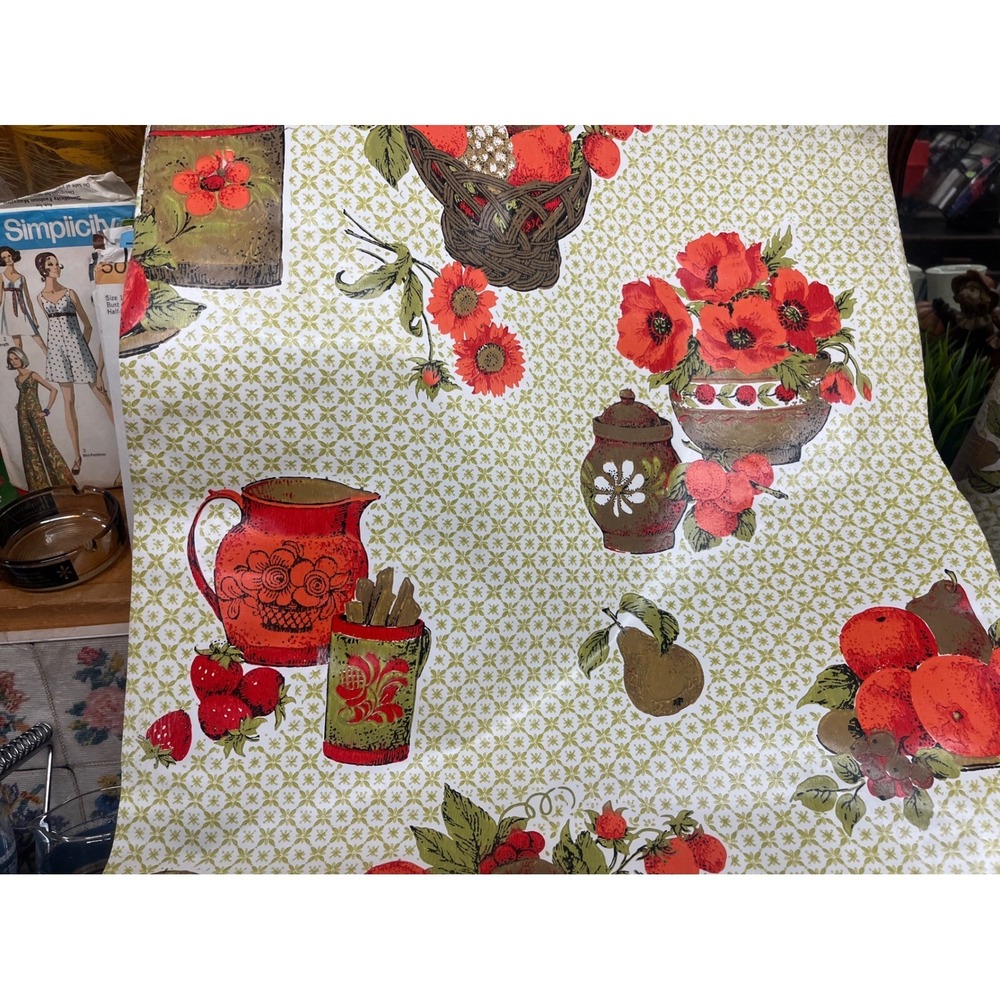 2 - Fruit Collins &‎ Aikman VTG Wallpaper Pre-Pasted Vinyl Coated 42"x20.5"